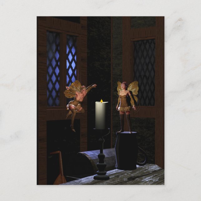 Postal Como una polilla para un arte de hada de llama, (Anverso)