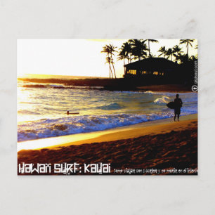 Postal Como viajar con 1 surfista por Kauai