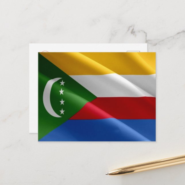 Postal Comoras - Bandera ondulante - (Anverso/Reverso In Situ)