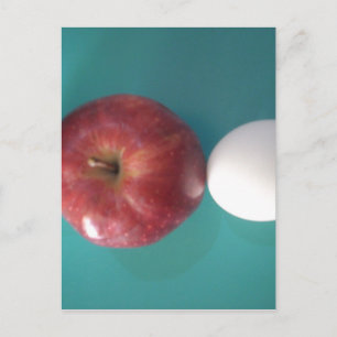 Postal Compañeros de desayuno: Dos huevos y una manzana n
