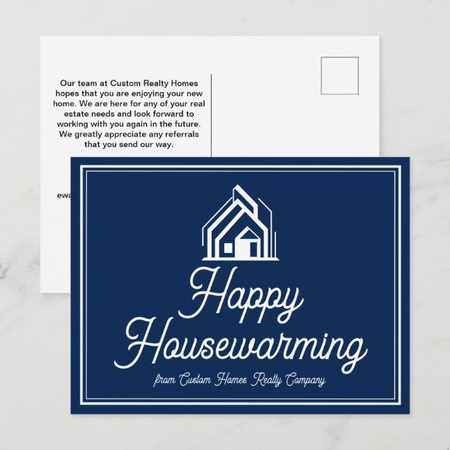 Postal Compañía de bienes raíces azul marino chic Realtor (Anverso / Reverso)