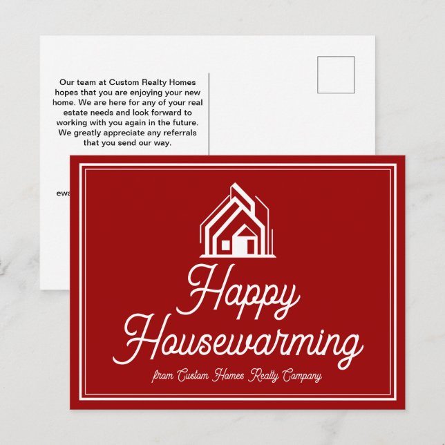 Postal Compañía de bienes raíces Bold Red Custom Realtor (Anverso / Reverso)