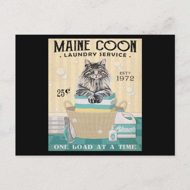 Postal Compañía de Lavandería de Gato Maine Coon 2 (Anverso)