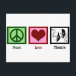 Postal Compañía de Teatro Peace Love<br><div class="desc">Hermosa postal de Navidades de compañías teatrales para actores que aman las artes escénicas. Una bonita postal de un club de teatro para los amantes del teatro. Teatro de amor por la paz.</div>