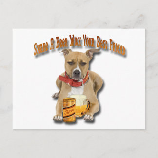 Postal Comparta Una Cerveza Con American Staffordshire Te