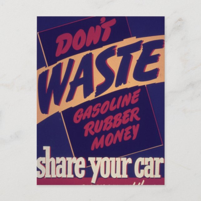 Postal Comparte tu coche - Vintage (Anverso)