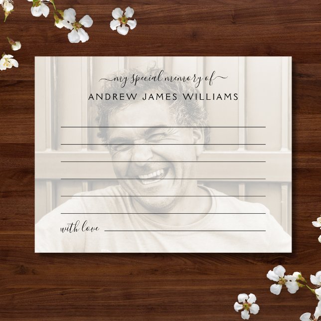 Postal Comparte una foto de recuerdo en el funeral (Share A Memory Photo Card)