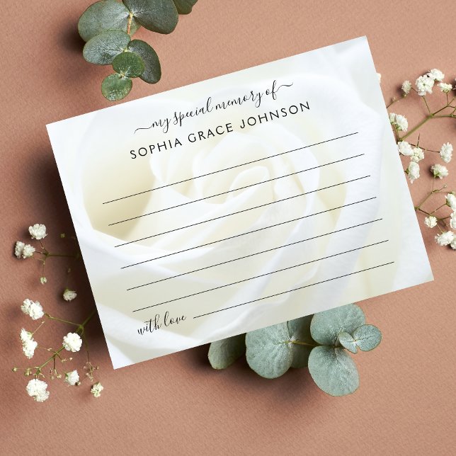 Postal Comparte una memoria Rosa Floral Funeral (Floral Share a Memory Card)