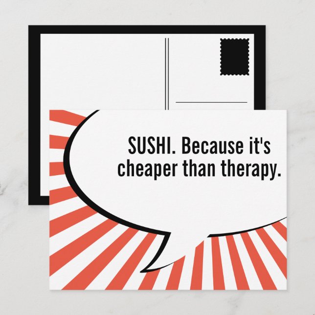 Postal compartir el sushi (Anverso / Reverso)