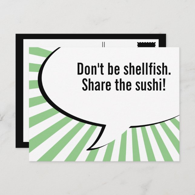 Postal compartir el sushi (Anverso / Reverso)