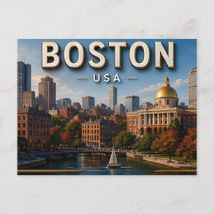 Postal Compartir recuerdos de viaje de Boston histórico