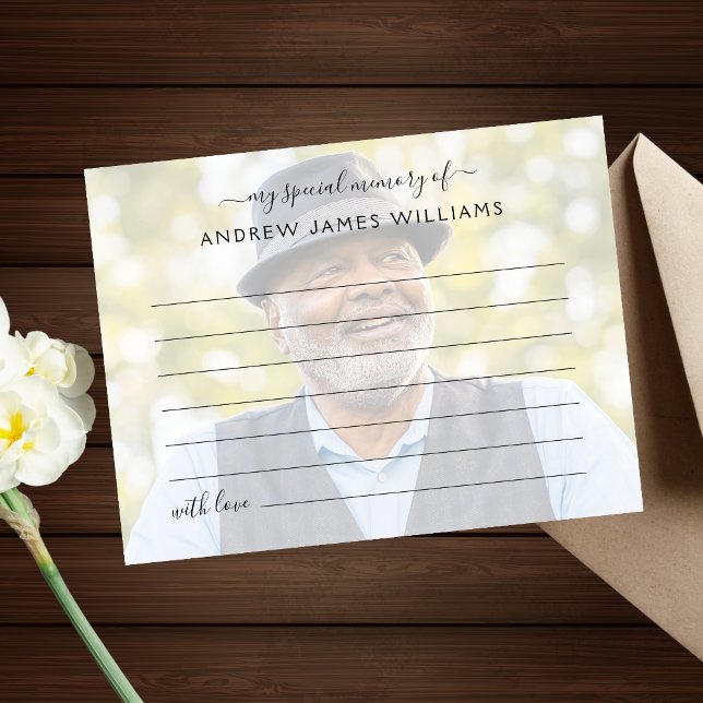 Postal Compartir un funeral de fotos de memoria (Share A Memory Photo Card)