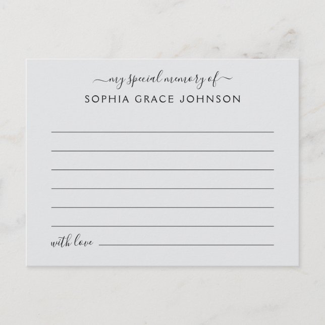 Postal Compartir un recuerdo Funeral Simple (Anverso)