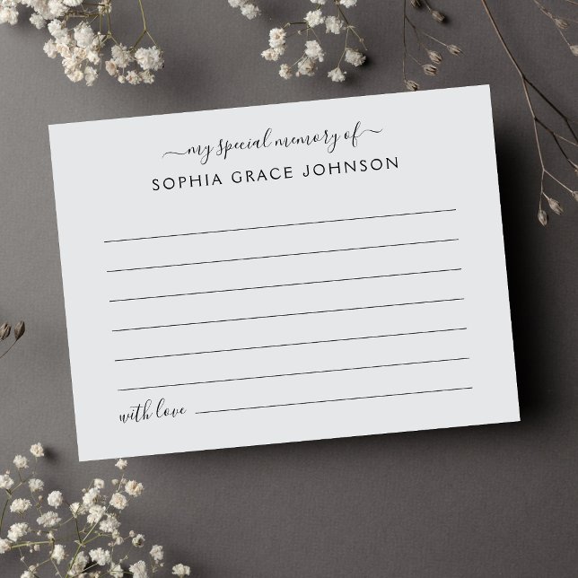 Postal Compartir un recuerdo Funeral Simple (Gray Share a Memory Card)