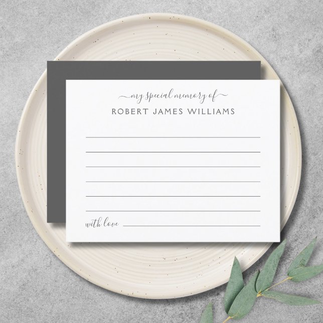 Postal Compartir un recuerdo Homenaje funeral (Gray Share A Memory Card)