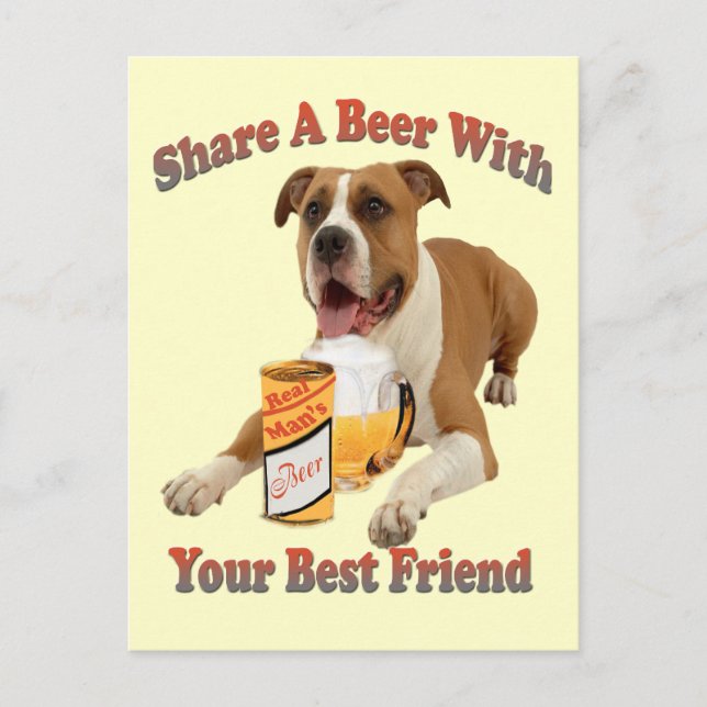 Postal Compartir una cerveza con Boxer (Anverso)