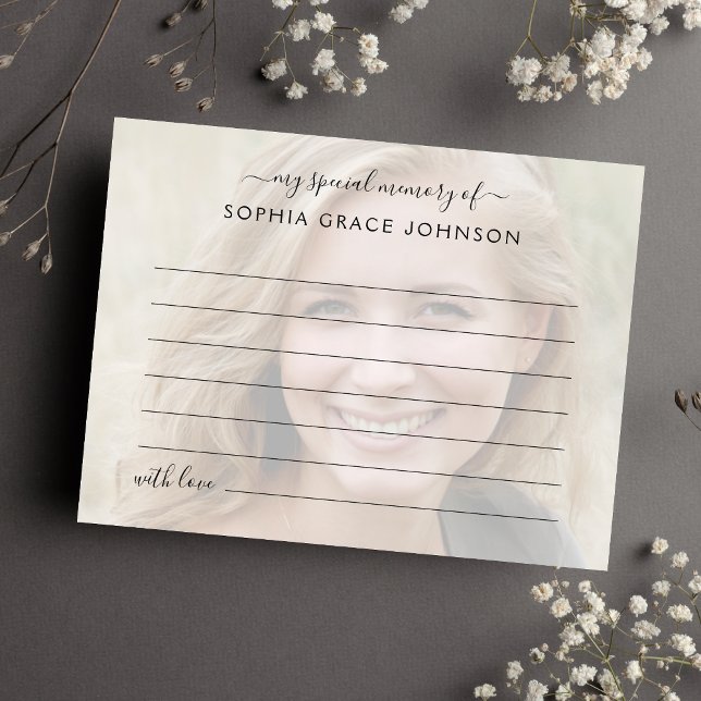 Postal Compartir una foto conmemorativa en un funeral (Photo Memorial Share A Memory Card)