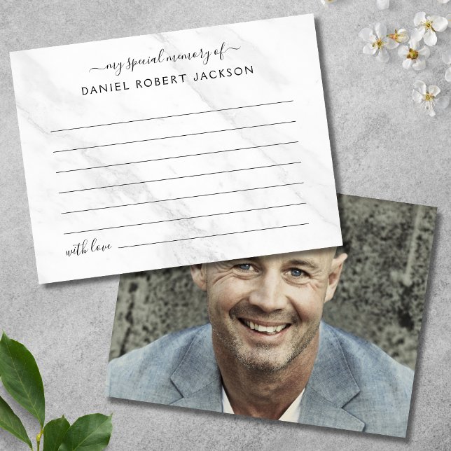 Postal Compartir una foto de recuerdo en mármol blanco fu (Photo Share A Memory Card)