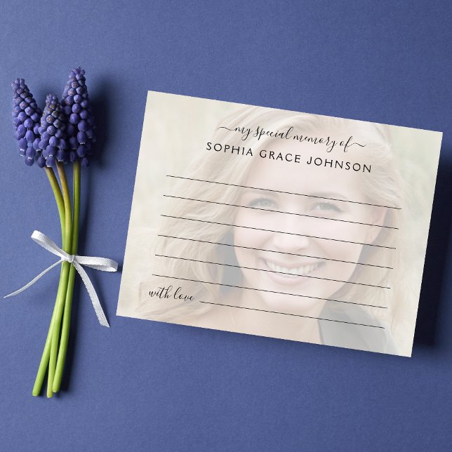 Postal Compartir una foto de recuerdo en un funeral (Share a Memory Photo Memorial Card)