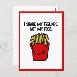 Postal Comparto Sentimientos, No Comida, Graciosa.