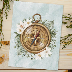 Postal Compass floral acuarela
