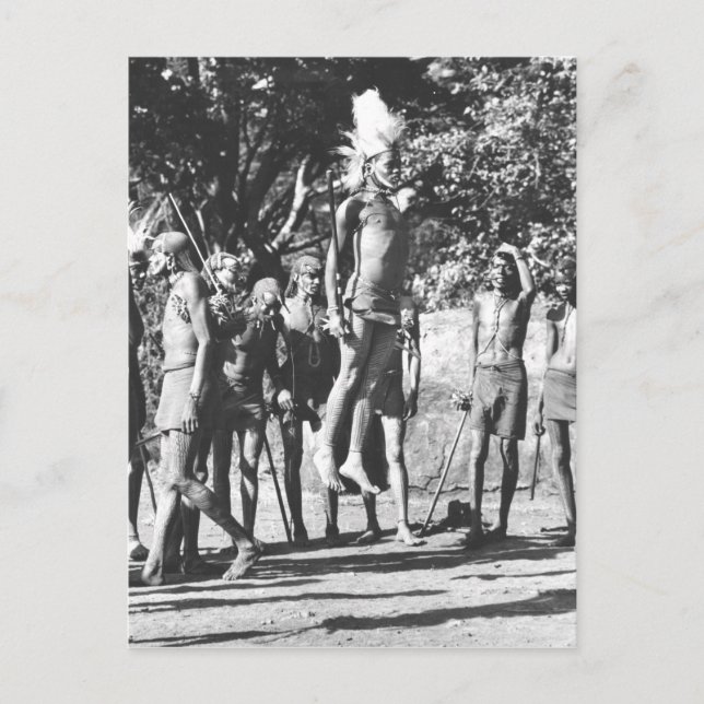 Postal Competencia de saltos de guerreros masái (Anverso)