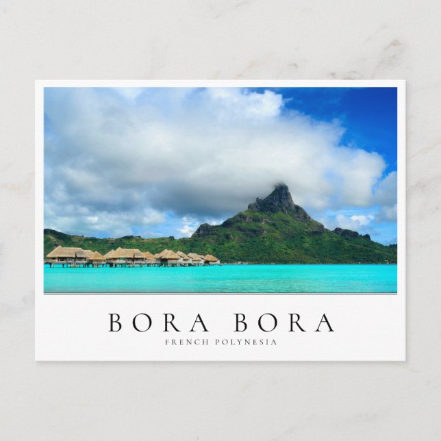 Postal Complejo acuático y isla de Bora Bora, Polinesia (Anverso)