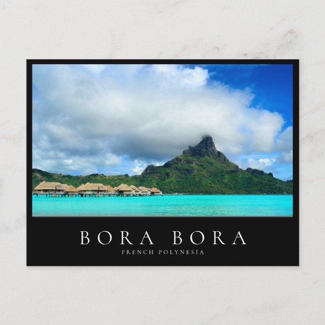Postal Complejo acuático y isla de Bora Bora, Polinesia (Anverso)