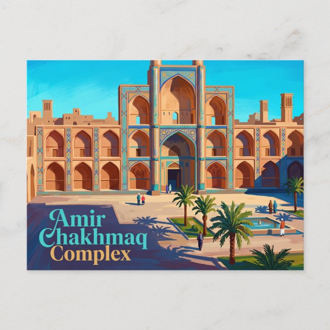 Postal Complejo Amir Chakhmaq Irán (Anverso)
