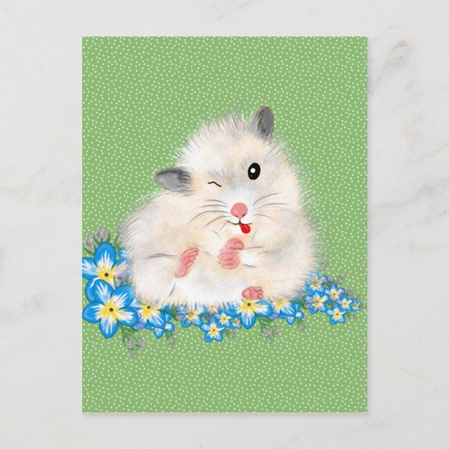 Postal Complementos de hámster blanco y fino de Siria, po (Anverso)