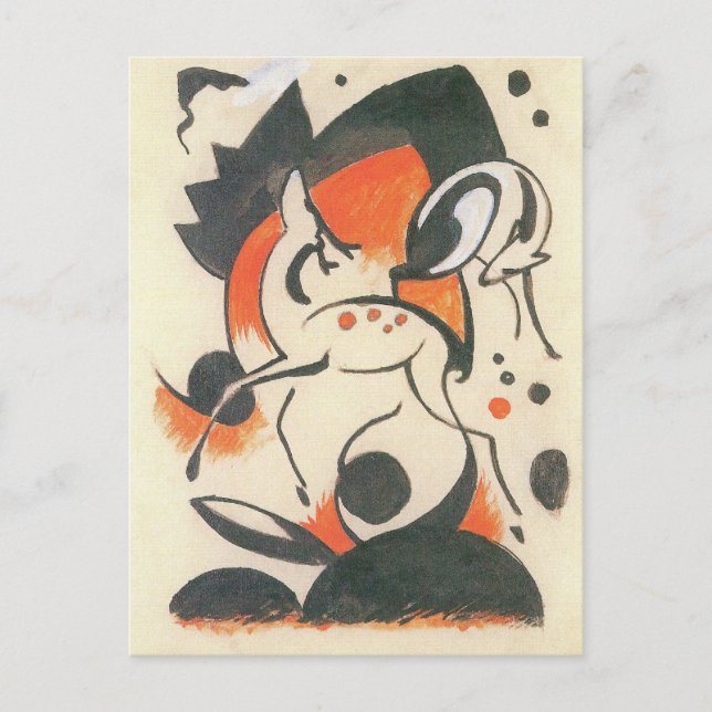 Postal Composición con dos ciervos por Franz Marc (Anverso)