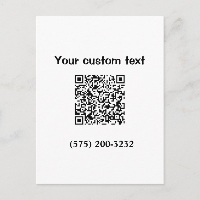 Postal Composición de texto de número de teléfono de códi (Anverso)