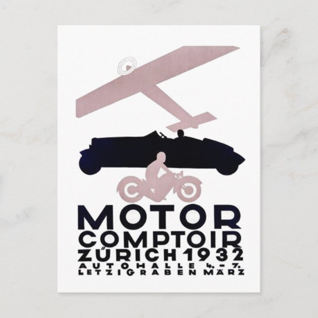 Postal Composición del motor Zurich 1932 (Anverso)