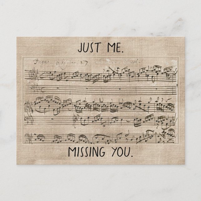 Postal Composición musical manuscrita de 1700s Fugue Bach (Anverso)