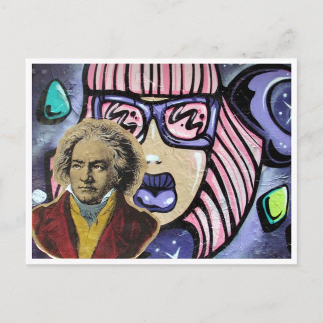 Postal compositor de arte callejero (Anverso)