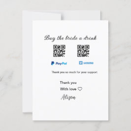 Postal Compra a la novia una donación de bebidas QR Venmo