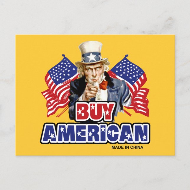 Postal Compra Americano (Hecho En China) - Chiste Gracios (Anverso)