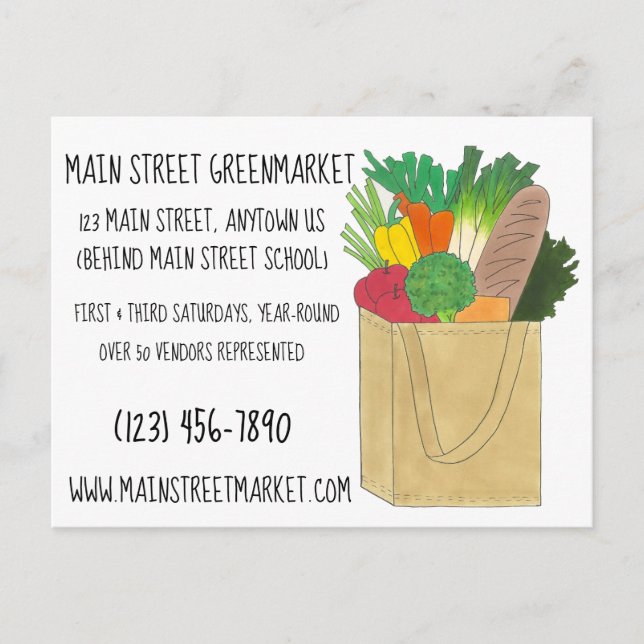 Postal Compra de alimentos en el mercado de Greenmarket p (Anverso)