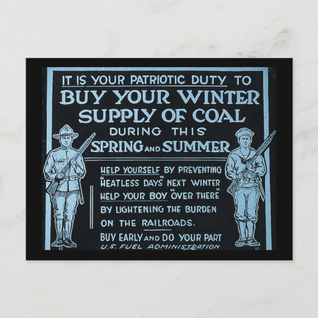 Postal Compra tu suministro invernal de cosecha de carbón (Anverso)