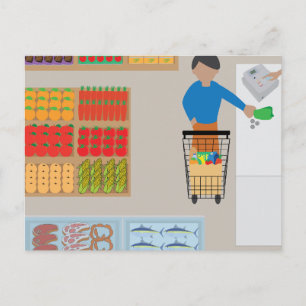 Postal Comprador de una tienda de comestibles