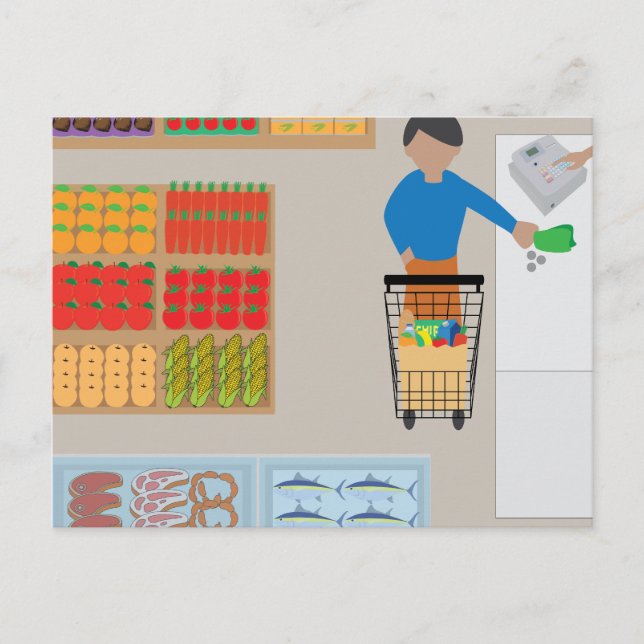Postal Comprador de una tienda de comestibles (Anverso)
