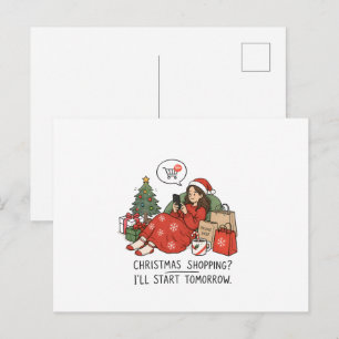 Postal Compras de Navidad Empezaré Mañana – Divertido