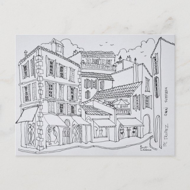 Postal Compras de Saint-Tropez | Riviera francesa, Franci (Anverso)