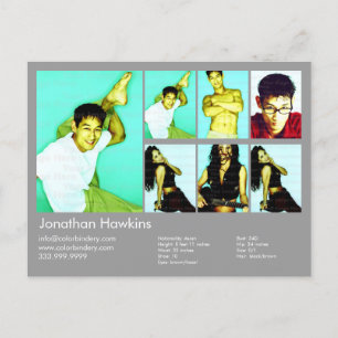 Postal Comprimido de cabeza gris claro de actor y modelo