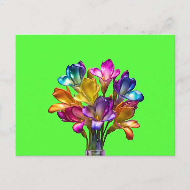 Postal Comprimido de Freesia Floral (Anverso)