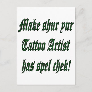 Postal Comprobación de la ortografía del tatuaje