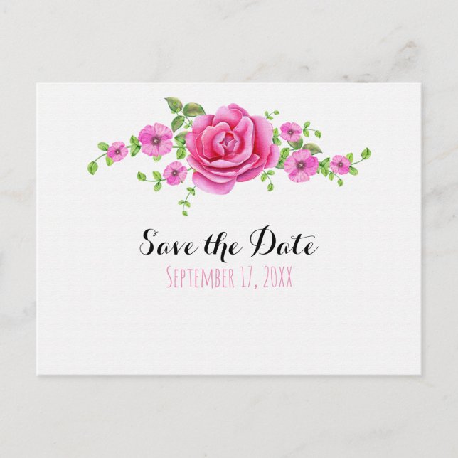 Postal Compromiso de Ahorro Floral Rosa Shabby Chic (Anverso)
