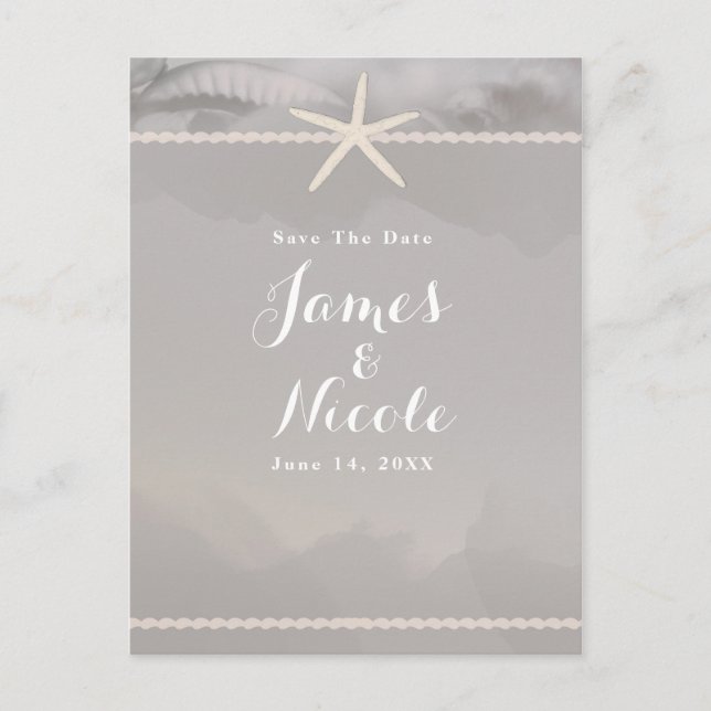 Postal Compromiso gris de la Moda Starfish Beach Save the (Anverso)