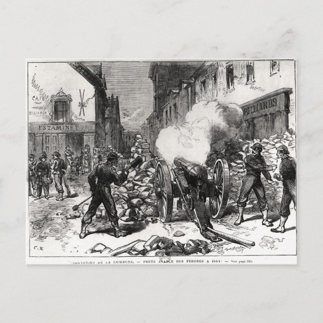Postal Comuna de París: Barricada en Issy (Anverso)