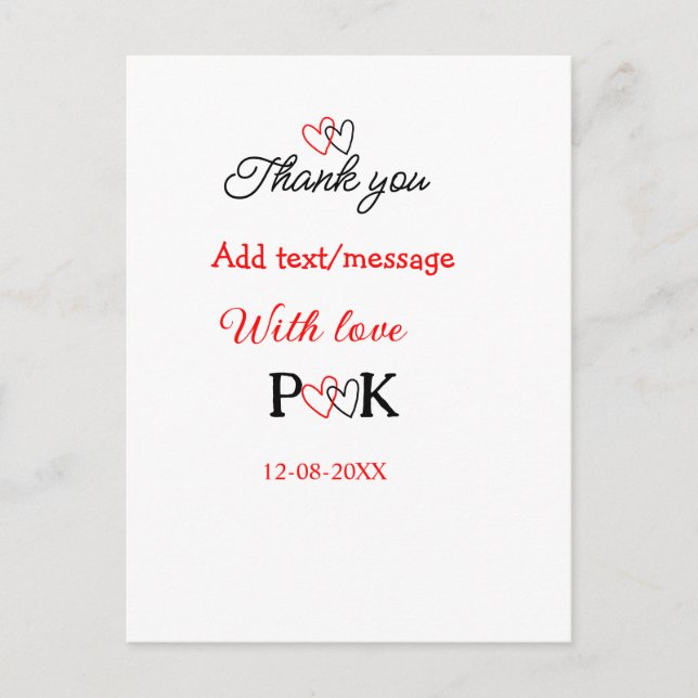 Postal Con amor agregar nombre de la pareja carta gracias (Anverso)